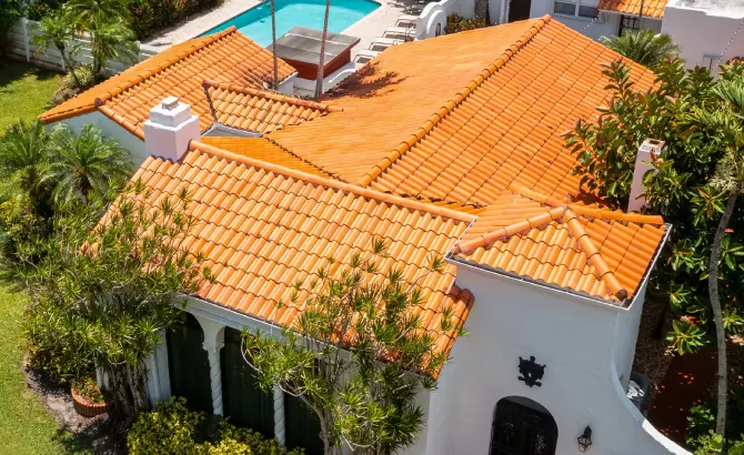 Residential tile roof replacement on Miami luxury home